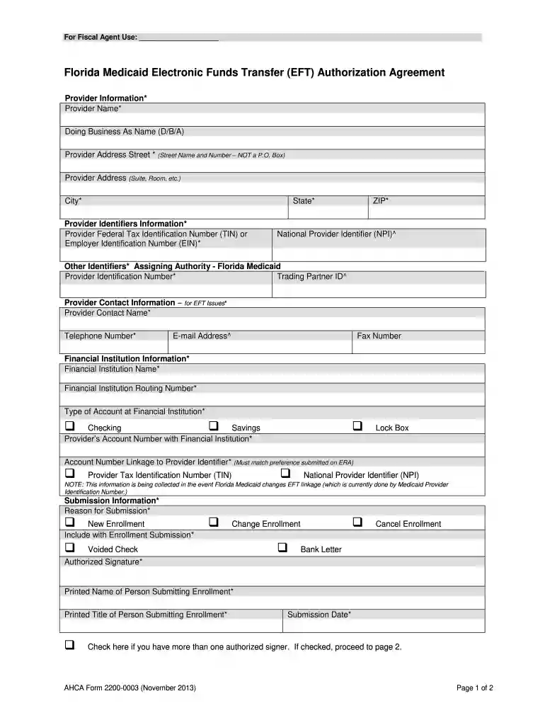 ahca form 2200 0003 Preview on Page 1