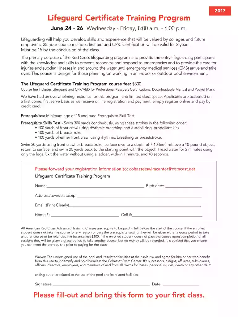 printable lifeguard certificate Preview on Page 1