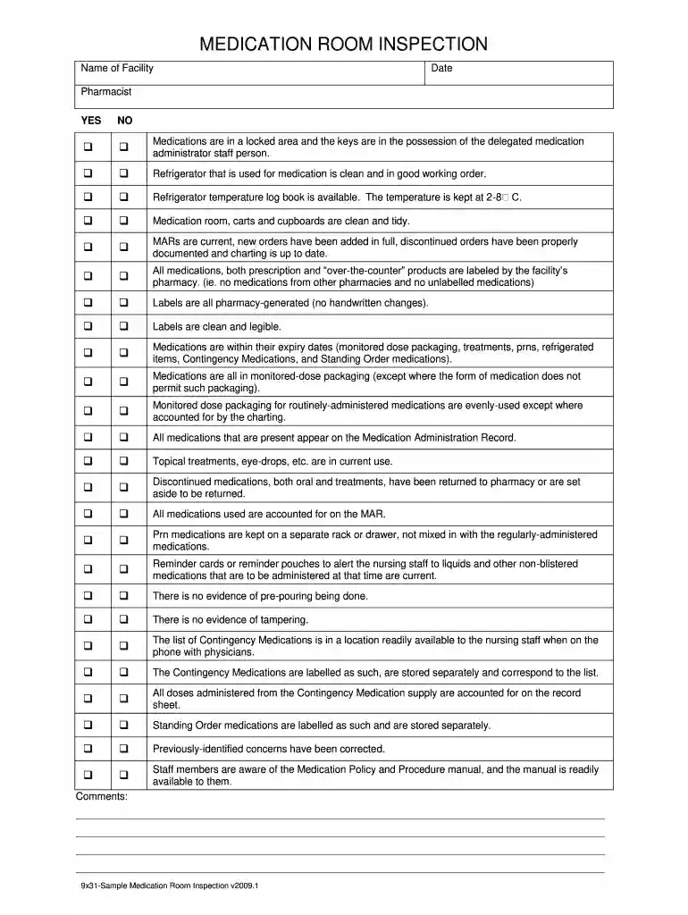 hospital room inspection checklist Preview on Page 1