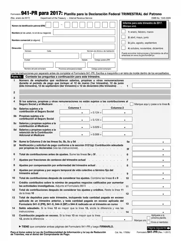 941 form 2017 Vista previa en la página 1