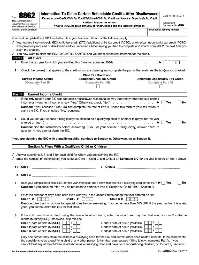 form 8862 Preview on Page 1