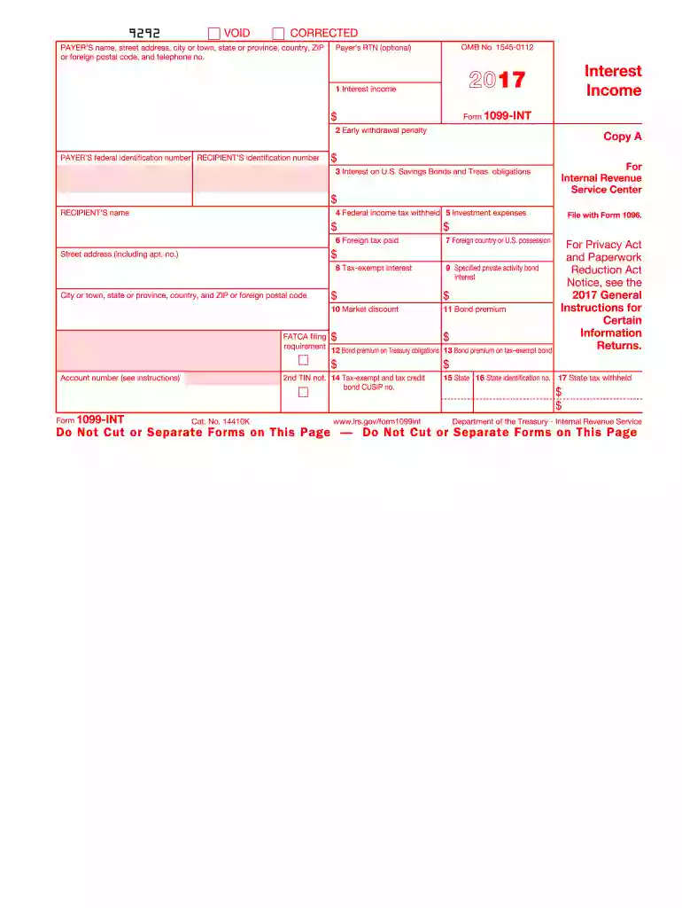1099 int 2017 form Preview on Page 1