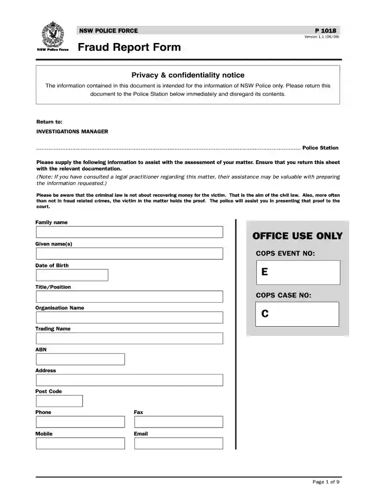 fraud report form nsw Preview on Page 1