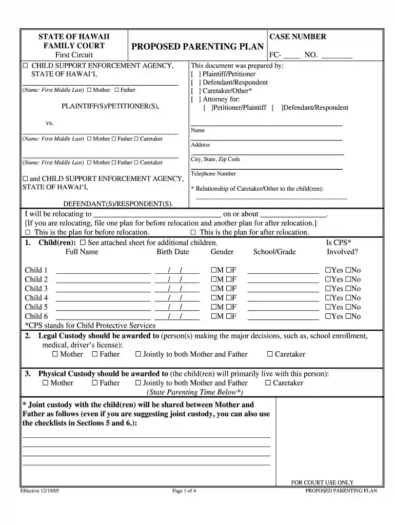 hawaii child custody unmarried parents Preview on Page 1