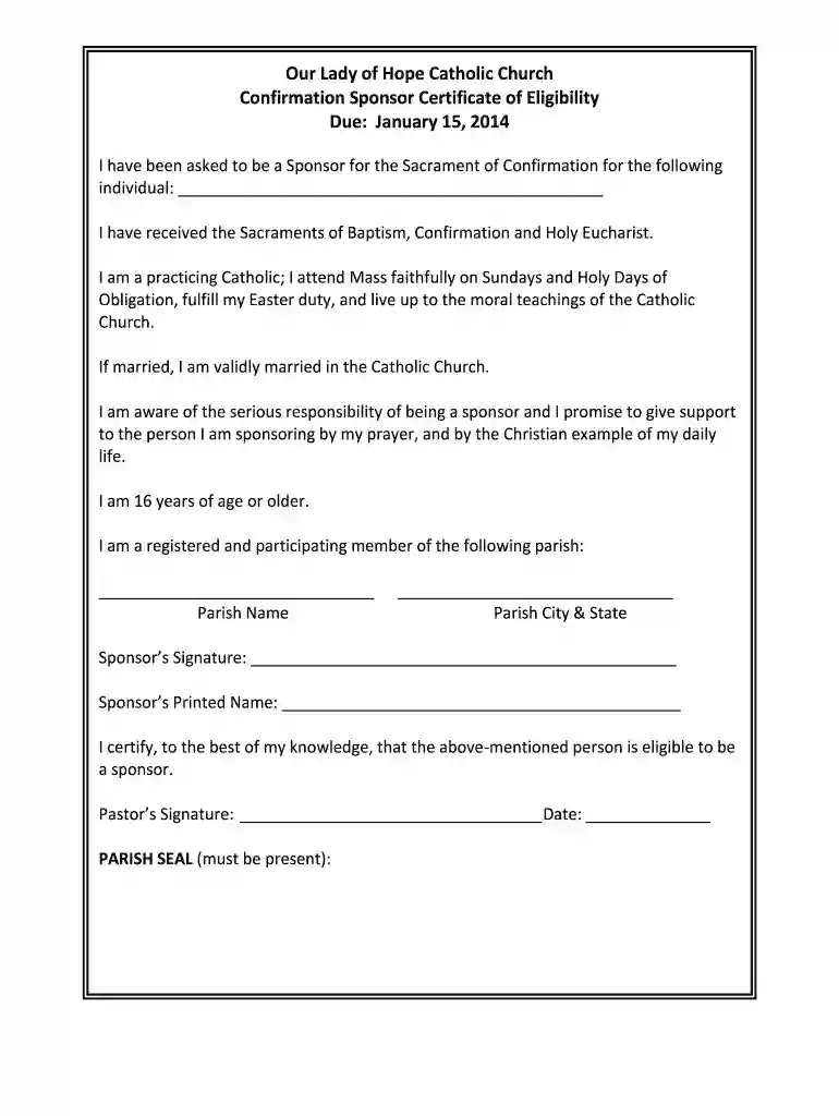 can a grandparent be a confirmation sponsor Preview on Page 1