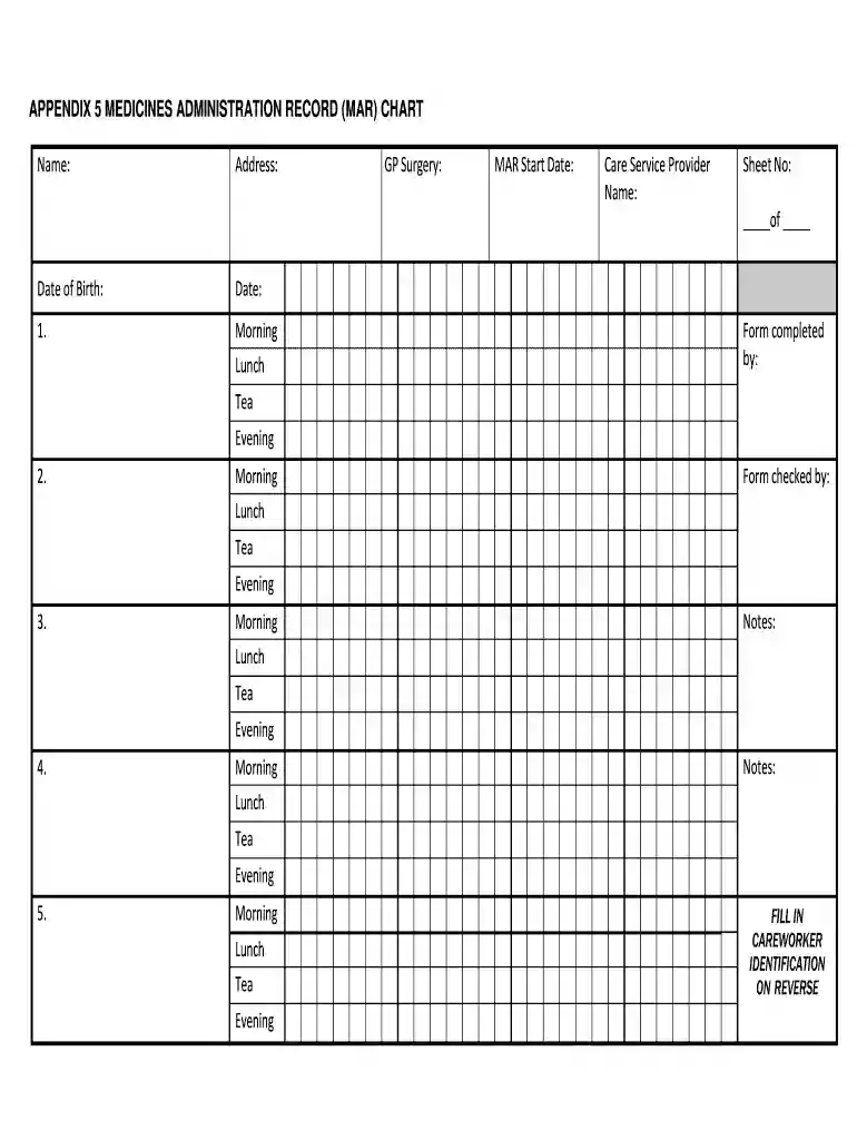 APPENDIX 5 MEDICINES ADMINISTRATION RECORD (MAR) CHART Preview on Page 1