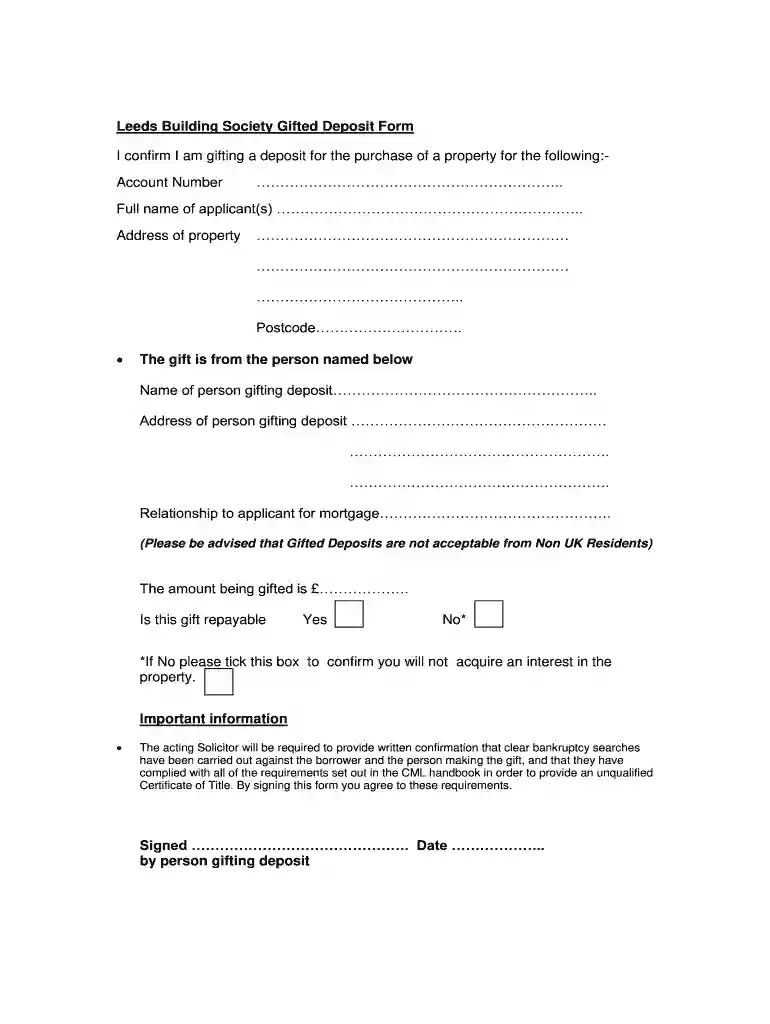 santander gifted deposit letter Preview on Page 1