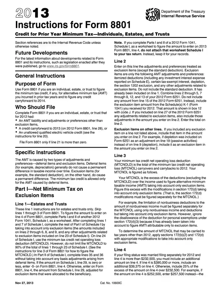 form 8801 instructions Preview on Page 1