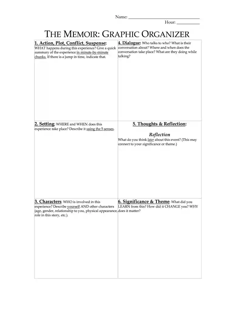 memoir graphic organizer Preview on Page 1