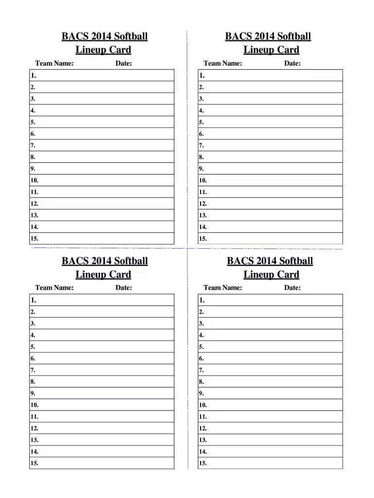 printable lineup cards pdf Preview on Page 1