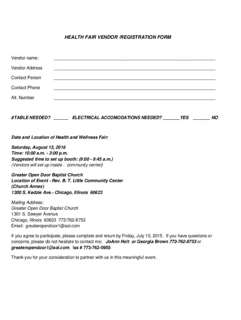 health fair invitation letter sample Preview on Page 1