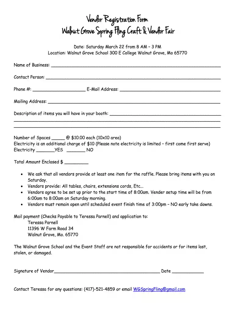 craft fair application template Preview on Page 1