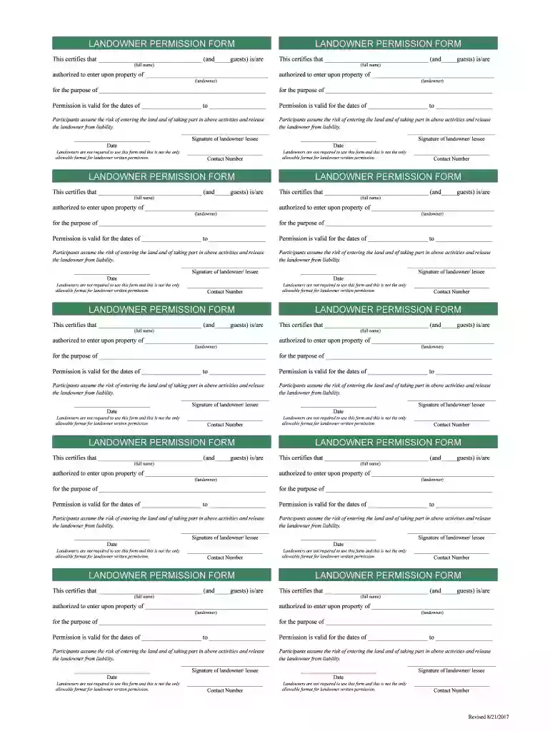 landowner permission form Preview on Page 1