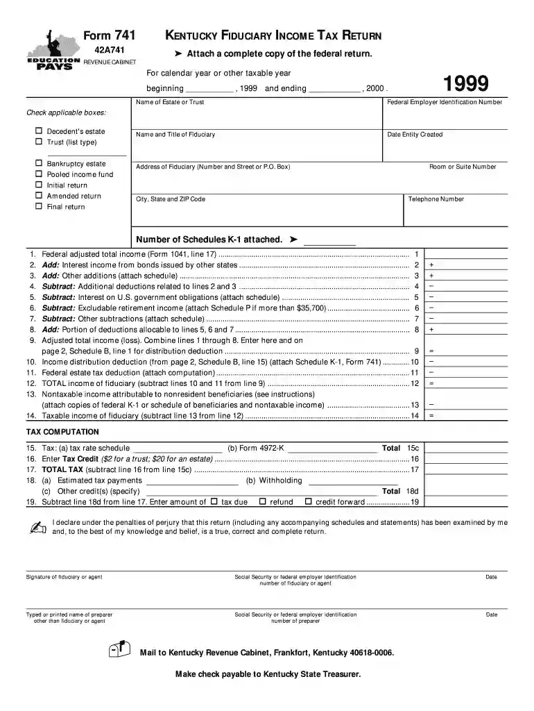ky form 741 Preview on Page 1