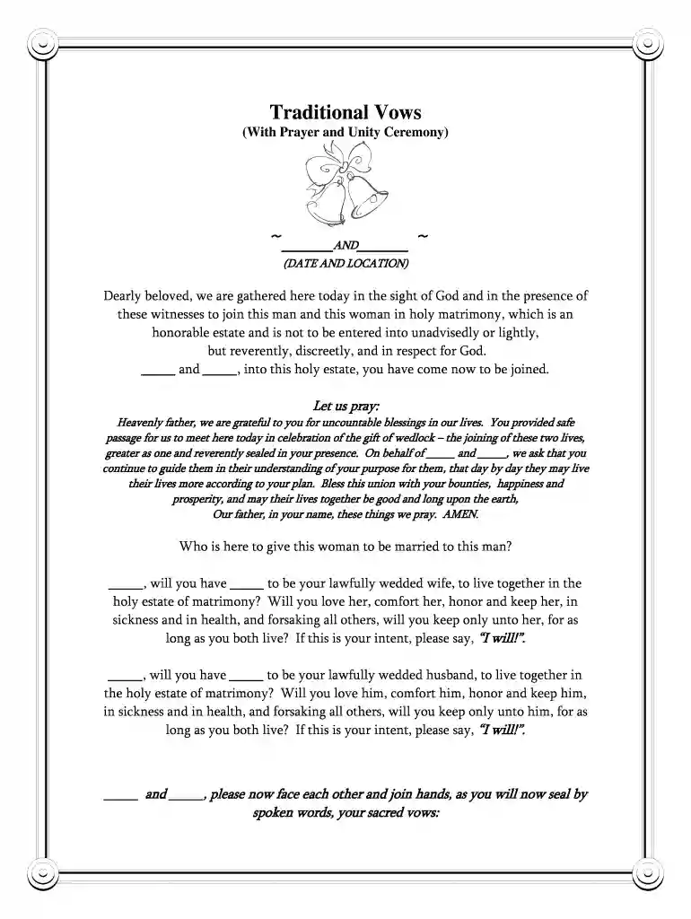 traditional wedding vows Preview on Page 1
