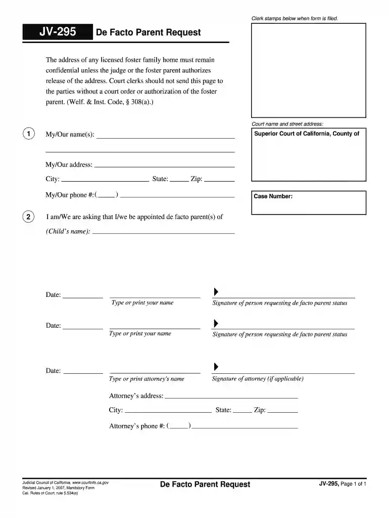 de facto parent form Preview on Page 1