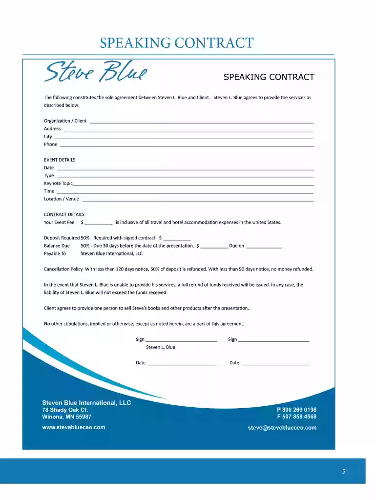 speaker agreement template word Preview on Page 1