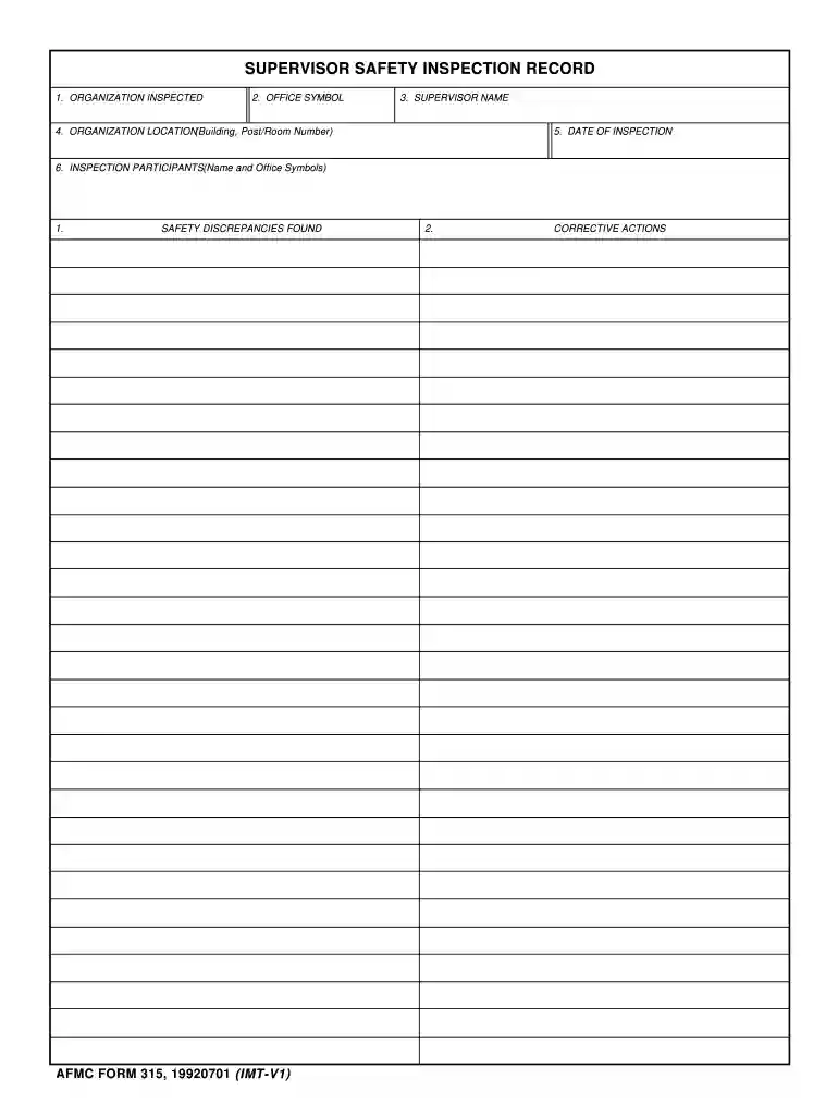 afmc form 315 Preview on Page 1