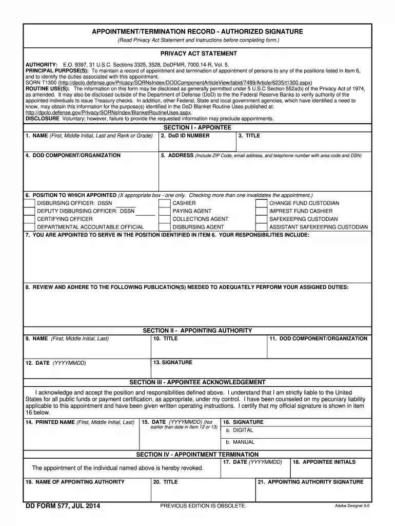dd form 577 Preview on Page 1