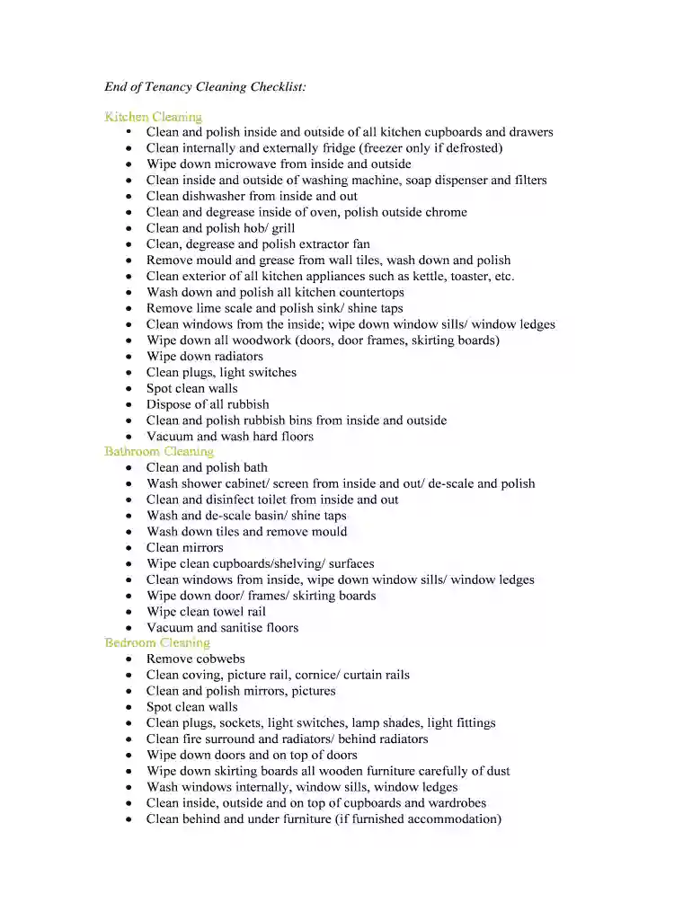 end of tenancy checklist pdf Preview on Page 1