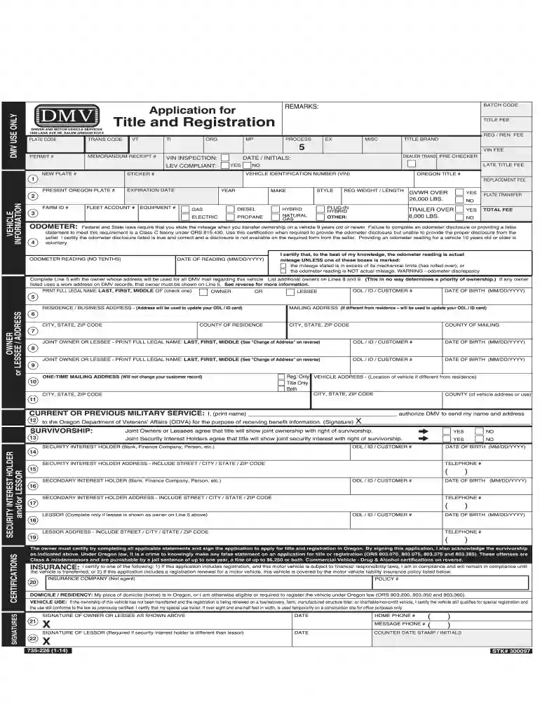 oregon dmv forms online Preview on Page 1
