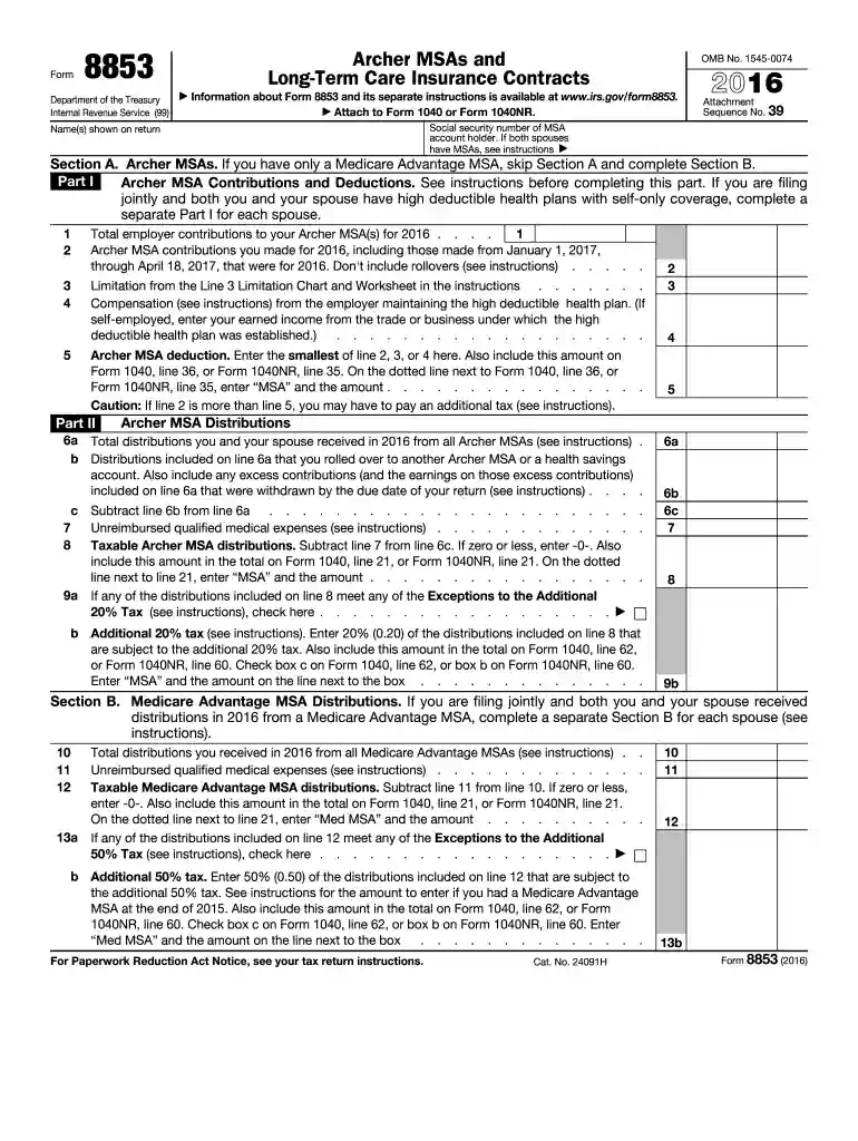 form 8853 Preview on Page 1