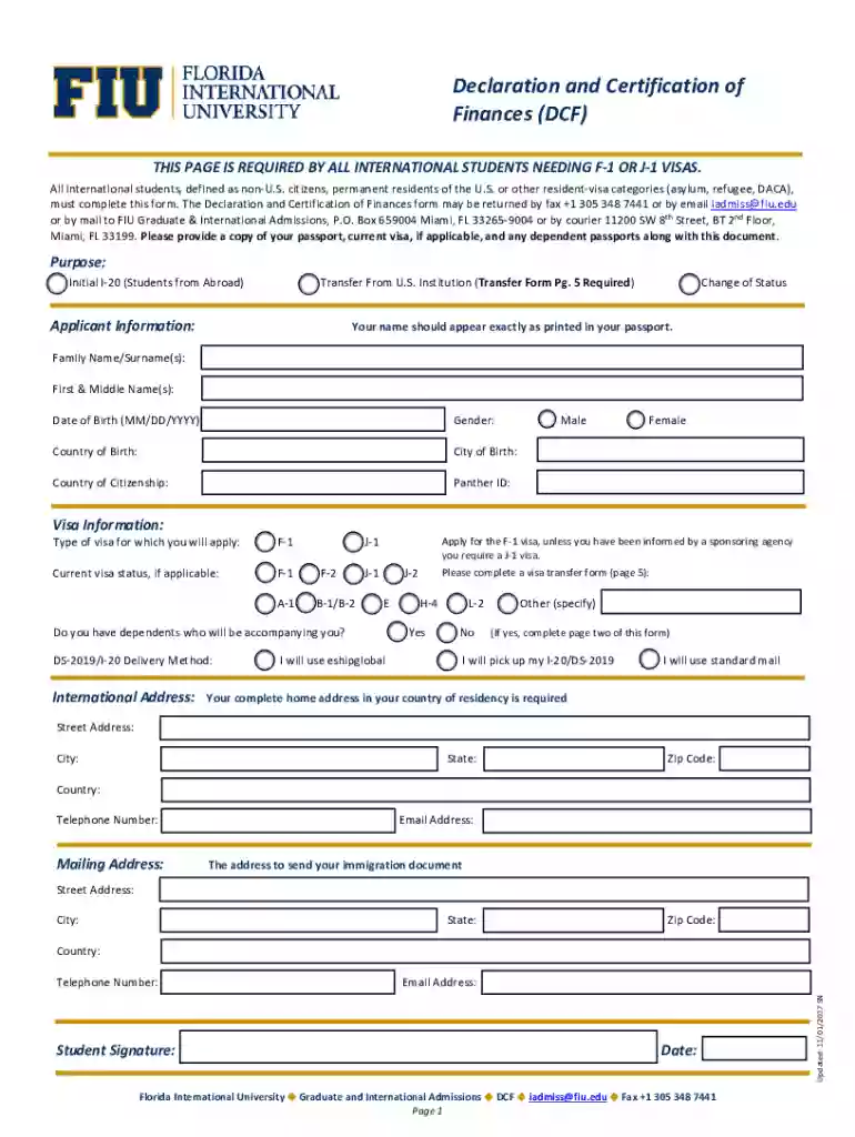 fiu dcf form Preview on Page 1