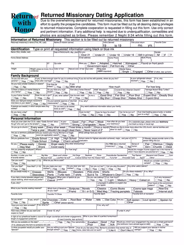 dating application form Preview on Page 1