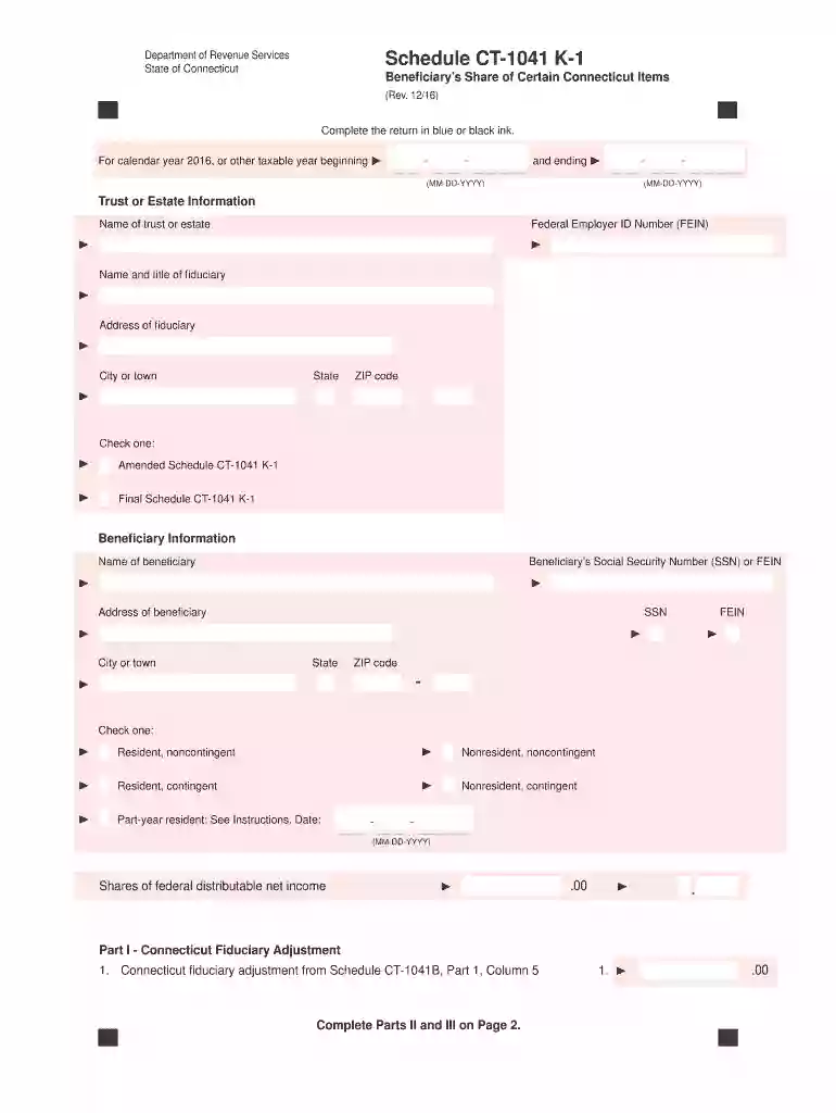 form ct 1041 k 1t 2016 Preview on Page 1