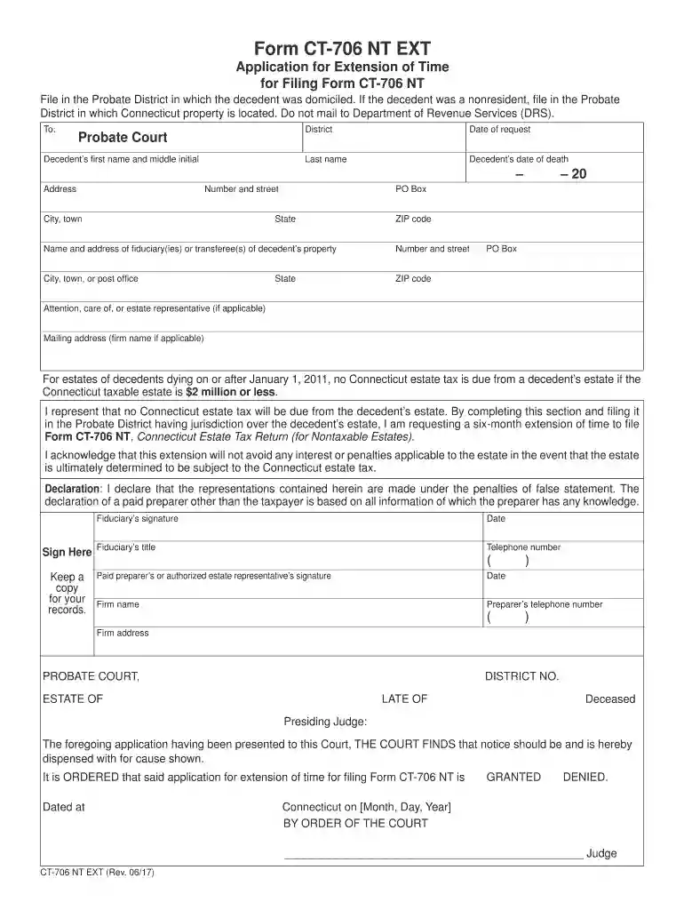 form ct 706 nt ext 2017 Preview on Page 1