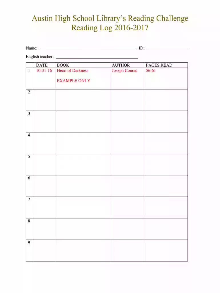 book log Preview on Page 1