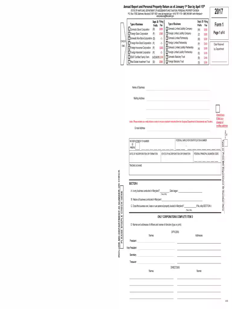 maryland personal property return 2017 Preview on Page 1
