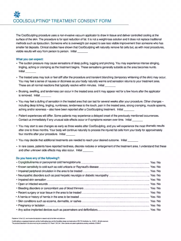 coolsculpting consent form Preview on Page 1