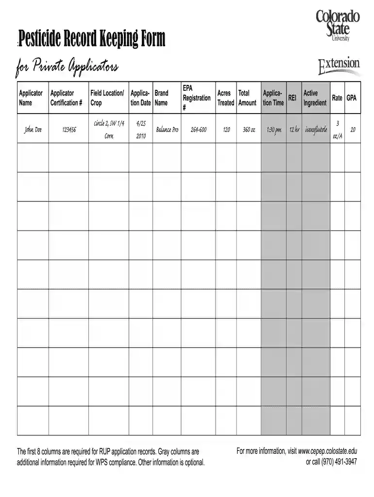pesticide record keeping template Preview on Page 1