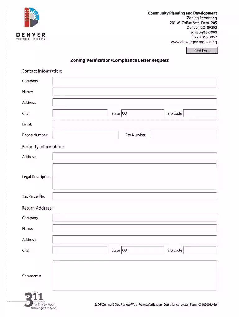 denver county zoning department compliance letter 2008 form Preview on Page 1
