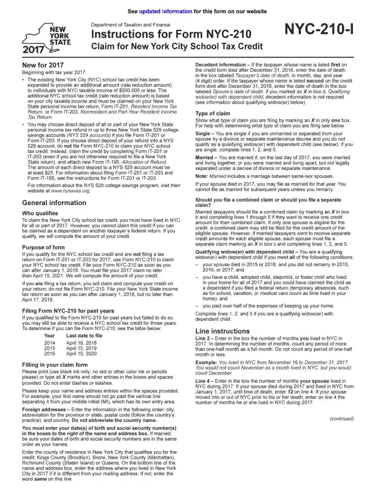nyc 210 form 2023 pdf printable Preview on Page 1