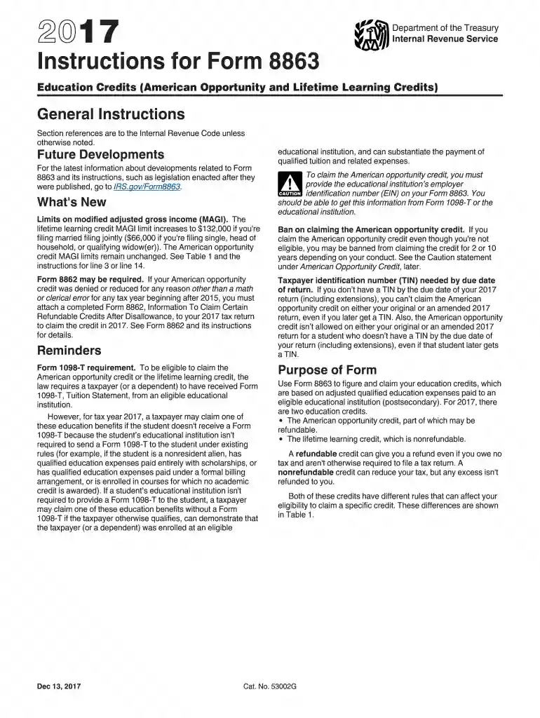 8863 instructions 2015 2017 form Preview on Page 1