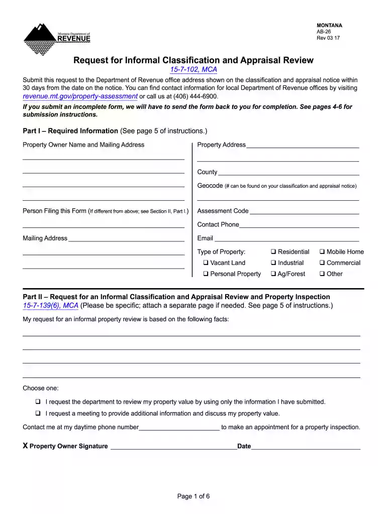 montana department of revenue form ab 26 Preview on Page 1