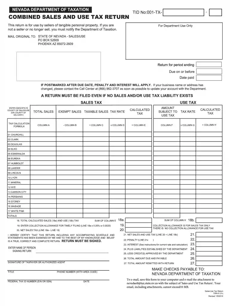 nevada sales and use tax form Preview on Page 1
