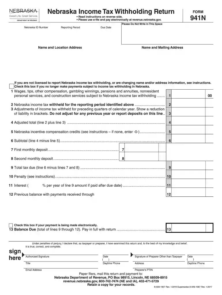 form 941n nebraska Preview on Page 1