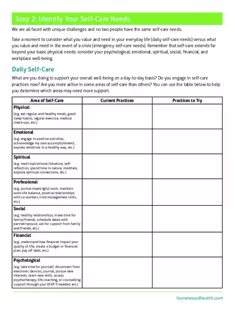 building self care plan free Preview on Page 1