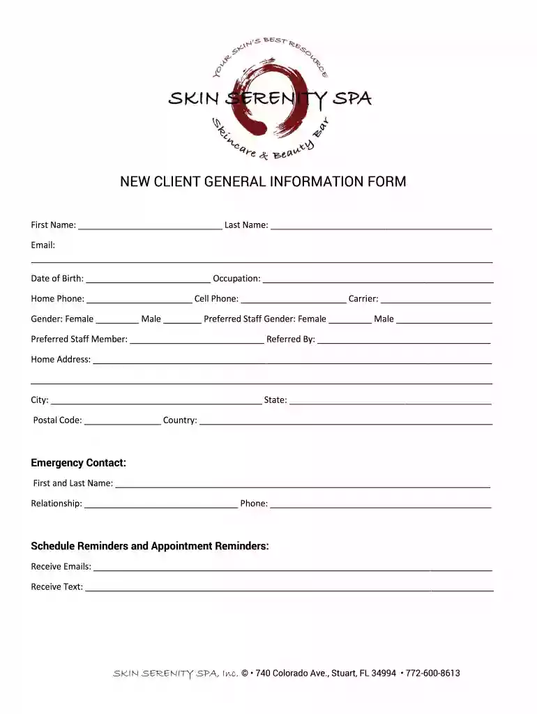NEW CLIENT GENERAL INFORMATION FORM Preview on Page 1