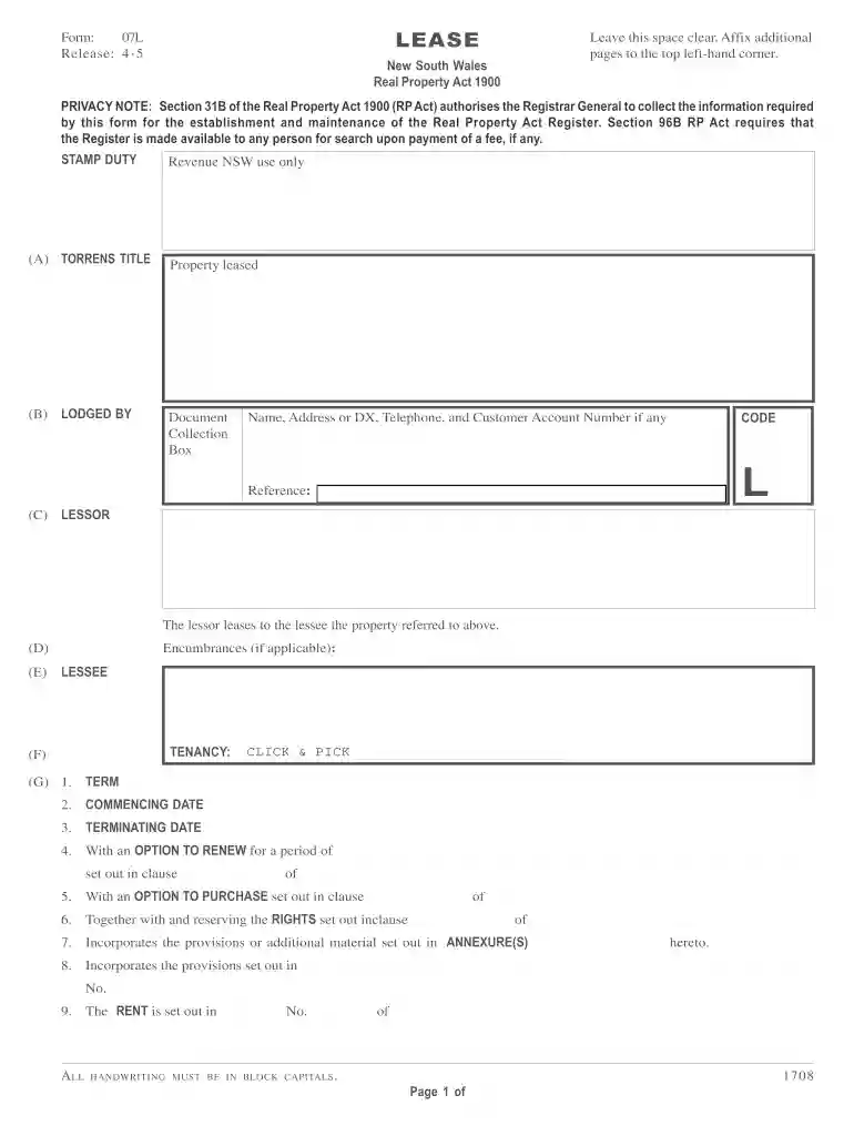 07l lease form Preview on Page 1