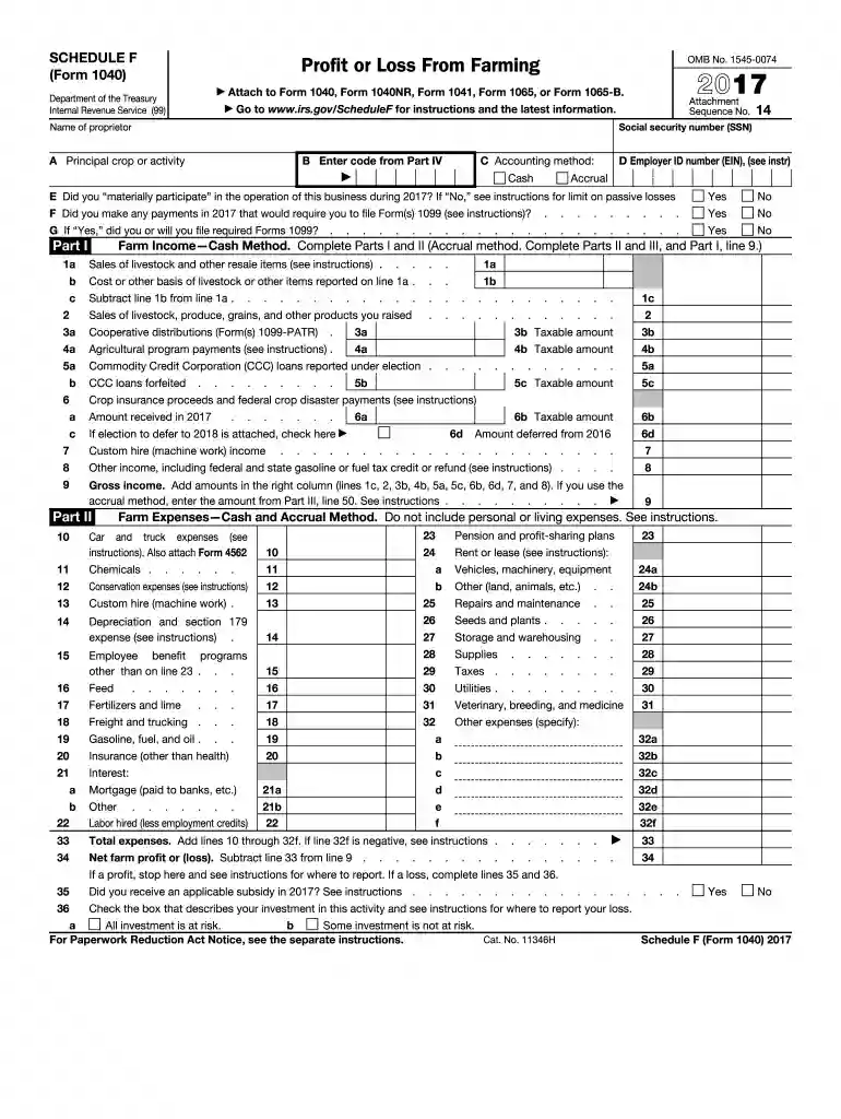 schedule f tax form Preview on Page 1