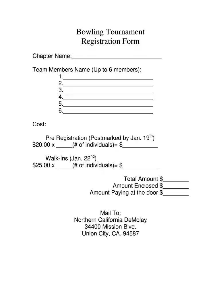 tournament entry form Preview on Page 1