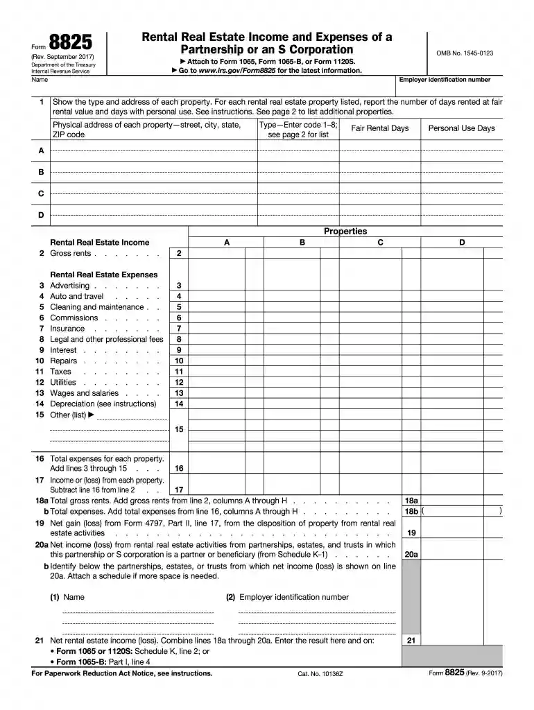 irs form 8825 Preview on Page 1