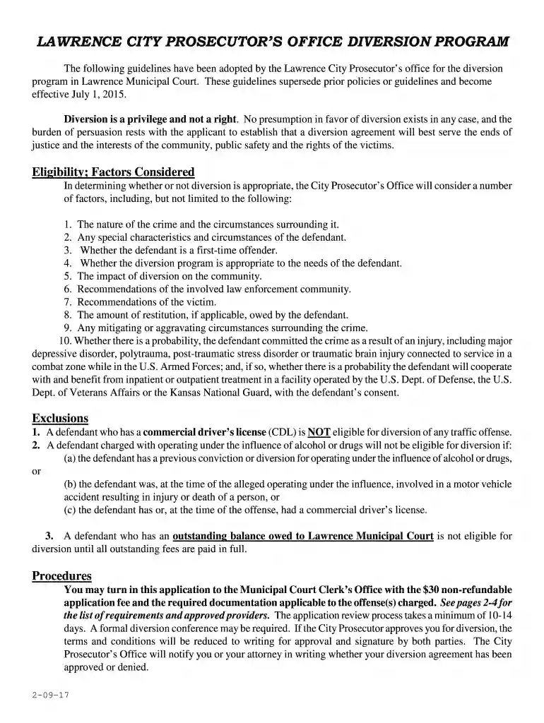diversion lawrence program Preview on Page 1