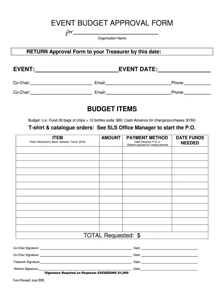 budget approval form Preview on Page 1