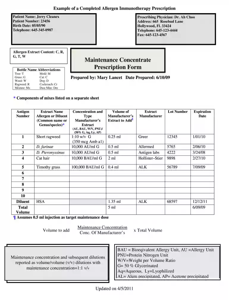 allergy serum mixing Preview on Page 1