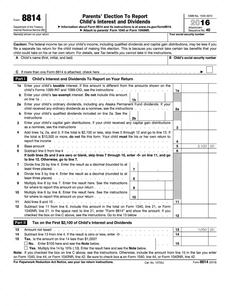 form 8814 instructions Preview on Page 1